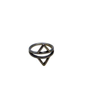 Boho Southwestern Silvertone Ring Size 7.25